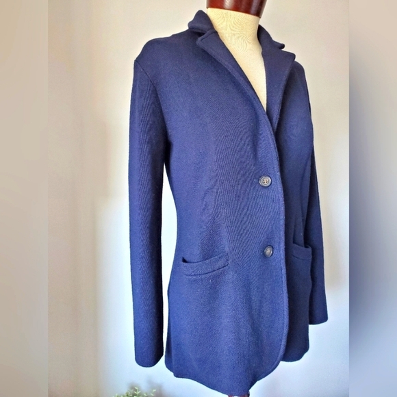 J. crew 100% merino wool navy cardigan sweater. Size xs - Picture 2 of 6